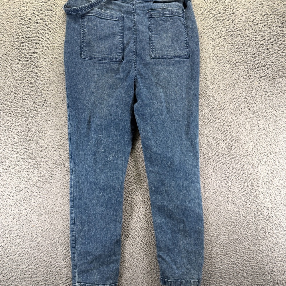 Cato Jumpsuit Womens 10 Blue Denim Chic Boho Collared Straight Stretch Travel - Picture 6 of 12